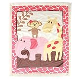 Luvable Friends Sherpa Blanket, Pink Safari by Luvable Friends