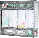 weegoamigo(ウィーゴアミーゴ) おくるみ ガーゼ 4枚 箱入り 4 Pack Muslin Fan and Games ファンアンドゲーム