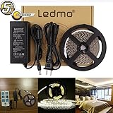 LEDMO LED Light Strip, SMD2835 White, LED ribbon, Dimmable , Non-Waterproof , DC12V 600LEDs 16.4 Ft 