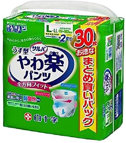 白十字 パンツ型おむつ M・L 34枚×6パック お得な　204枚 サルバ 白十字 パンツ L~LL 24枚 2回吸収