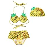 Kesoto ガールズ水着　赤ちゃんビキニセット　幼児　水着　入浴　温泉　ビキニ 　3点セット　パイナップル柄　全5サイズ　 - 6Y