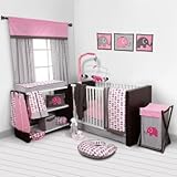 Elephants Pink/Grey 10 pc crib set including Bumper Pad by Bacati [並行輸入品]