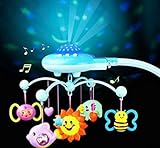 Rattlesベビー玩具投影ミュージカルと回転ベビーモバイルミュージカルベッドベル50の音楽0 – 12ヶ月の