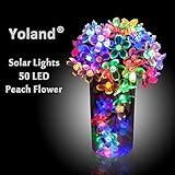 Yoland Solar String Light 7M/23 Ft 50 LEDS Waterproof Starry Peach Flower Fairy Lights for Home Gard