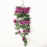 Luyue 2.95 Ft人工ローズシルクHanging花つるガーランドホーム壁ウェディングガーデンデコレーション用 パープル