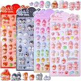 YAYAMIYA 3dシール 立体シール ぷくぷく キラキラ ごほうび 3D 可愛い 女の子 携帯電話飾り用 手帳用 DIY用 日記帳用 水筒 スマホケース アルバム飾り用 手芸用品 貼り付け可能 (4枚セット-K)
