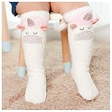 2017年クリスマス暖かい滑り止めソックスコーラルベルベットKnee High Stockings for Children カラー: パープル