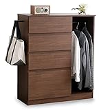 LOWYA （ロウヤ） チェスト 収納チェスト 4段 タンス 箪笥 幅93cm 洋服タンス ハンガーラック 洋服収納 収納 ウォルナット おしゃれ 新生活