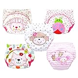 (ハイキングフライ)Hikfly 5枚組 3層とベビー服男の子女の子赤ちゃん幼児の子供の柔らかい綿ためのトイレトレーニングパンツ (L/90, 女の子)