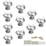 Sumnacon 10 Pcs 30MM Clear Crystal Glass Door Knobs - Diamond Wardrobe Doorknob/ Crystal Glass Drawe