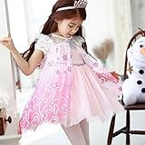 美来Kids 子供 アナと雪の女王 エルサ風 ドレス コスチューム ミニ丈 ワンピース (110, ピンク)