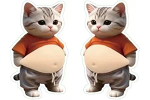 犬 お腹 シール 3D 立体 ぷにぷに シール やわらかい ステッカー スマホ 手帳用 デコレーション (猫B 2枚)