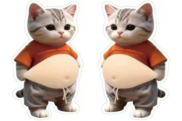 犬 お腹 シール 3D 立体 ぷにぷに シール やわらかい ステッカー スマホ 手帳用 デコレーション (猫B 2枚)