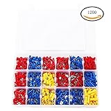 Qadira 1200pcs Mixed Assorted Lug Kit Insulated Electrical Wire Connector Terminal Spade Ring Butt S