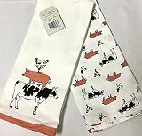 Chain Event Cow/Pig/Chicken on White Country 2-PC Kitchen Towels
