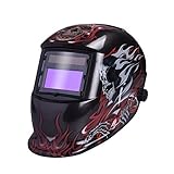 Nuzamas 太陽電源自動暗く溶接ヘルメット マスク溶接顔保護アーク Tig Mig 研削プラズマ切断用調節可能な日陰範囲 DIN4/9-13 UV/IV 保護 DIN16 バーニング スカル