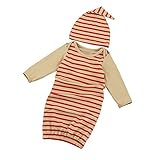 Tovadoo 子供服 ベビー服 新生児 シュラフ+ハット パジャマ 長袖 コットンブレンド ボーダー柄 可愛い ファッション 部屋着