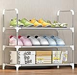 SUOERNUO 3/4/5/6/7段シューズラック　オープンタイプ　簡単組立式　スリム　省スペース　出し入れ楽々　軽量　可動式　玄関収納　靴棚(グレー（３段）)