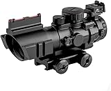 ドットサイト ライフルスコープ レッド・グリーン・ブルーイルミネート 20mmレール 4x32 4倍ズーム サイドレイル付き 照準器 照準器 防霧 防水 耐衝撃