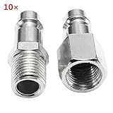 ILS - 10 pieces 1/4inch Male/Female BSP Adapter Compressed Air Quick Coupling Hose