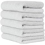 【Amazon.co.jp限定】タオル研究所 [毎日シンプル] #001 フェイスタオル ソフトグレー 5枚セット 高速吸水 速乾 耐久性 人気 [毛羽レス] 【選べる7色】 Japan Technology