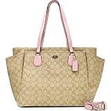(コーチ) COACH コーチ アウトレット バッグ COACH F35414 SVAKI シグネチャー ベビー バッグ マザーバッグ ライトカーキ/ペタルピンク [並行輸入品]