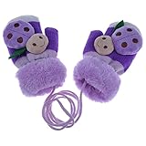 赤ちゃん着手袋　暖かい冬着手袋　可愛いベビー用ミトン　漫画ビートルズ　柔らかいニット　キッズグローブ　厚く 寒さ対応　パープル