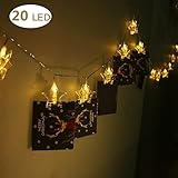 M&T TECH ストリングライト LEDイルミネーションライト リモコン付き 写真クリップDIY 2m20LED 8点灯モード 防水型電池ケース 壁飾り充電式間接照明 クリスマス/新年/結婚式/誕生