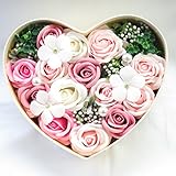 ホワイトデー お返し 誕生日プレゼント女性 花 プレゼント ソープフラワー フレグランス フラワー シャボンフラワー 造花 (BOXローズハートピンク)