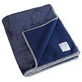 [タバラット] ブランケット ひざ掛け メンズ デスクワーク フリース フランネルボア ブランド 大判 80×140cm (ネイビー)