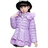 子供中綿コート キッズ綿ジャケットガールズ ブルゾンコート キュート女の子 ダウンアウターウエア フワフワフード付き 可愛い子供服 お姫様 無地 オシャレ 韓国スタイル 中長丈 長袖 冬 暖かい 厚手