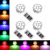 4PCS Remote Controlled RGB Submersible LED Lights AAA Battery Operated LED Decorative Lights for Lig