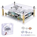 GeeekPi アクリルケース Raspberry Pi 4 Model B & Raspberry pi 3 Model B+ Raspberry Piケース 冷却ファン付き ヒートシンク Raspberry Pi 4 Model B/Pi 3B+/ Pi 3B/ 2B用 (クリア)
