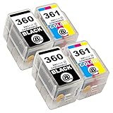 BC-361 3色カラー×2 + BC-360 ブラック【顔料】×2 合計4本セット Canon用 キヤノン互換詰め替えインク 【A.I.S製品】