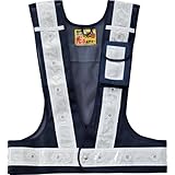 緑十字 多機能LED安全ベスト 紺/青発光/白反射 フリーサイズ メッシュ生地 238097