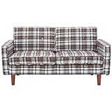 AZUMAYA 2人掛けソファ レコル(幅136cm布) チェックブラウン色 HS-225CBR