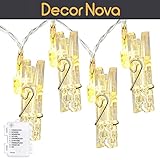 フォトクリップ文字列ライト、decornova 16.4-feet 20-led-clip ip44防水8モードOrnamentalフェアリーライト3 AA電池ボックス付き、暖かいホワイト