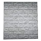 Sunhoo 3D壁紙 レンガ DIY壁紙シール 立体 ウォールステッカー防音 シート パネル ステッカー タイル 60cm×60cm (グレー, 10枚入れ)