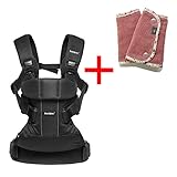 【サッキングパッドセット】BabyBjorn（ベビービョルン） ONE+ Air ブラック+ 今治サッキングパッド プラムフラワー