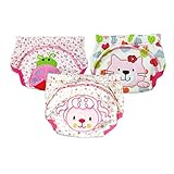 HLMY トレーニングパンツ 3枚組子供ためのおむつ, 柔らかい素材 防水加工 3層洗い替えトイレトレーニングパンツ, 赤ちゃん/幼児に適用（L/90cm,女の子）