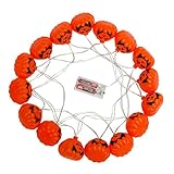 Halloween String Lights Pumpkin 3D Jack-O-Lantern 10Ft 16 Leds Battery Powered Decorative Lights for