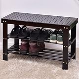 新しい3層竹靴ラックベンチシェルフストレージオーガナイザー玄関ホームFurniブラック
