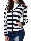 【Smile LaLa】 レディース トップス 長袖 パーカー トレーナー フード ボーダー ポケット 付き シンプル カジュアル 部屋着 (M)
