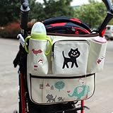 AKSSWEET ベビーカーバッグ ドリンク ホルダーバッグ 保温バッグ　多機能小物入れ 収納 ベビーカー用バッグ メッセンジャーバッグ収納バスケット リンゴ /ネコ2種類 (Cat)
