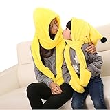 Ginsendor フランネル帽 フード 付き 帽子 あったかい 襟巻き ベビー キッズ 赤ちゃん 子 大人子供 用 かわいい 防寒 两枚入 (イェロー)