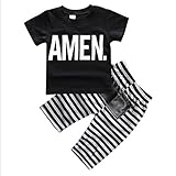 Lovoski 子供　男の子　綿　Tシャツ　パンツ　2点セット　ストライプ柄　カジュアル　遊び着　ギフト　全5サイズ - 80cm