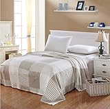 (Twin) - Aztec Plush Micro Fleece Blanket - Beige Squares (Twin)