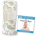 SwaddleDesigns Marquisette Swaddling Blanket with The Happiest Baby CD Bundle, Triplets Paisley, Kiw