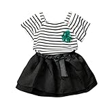 ベビーガールズ夏ドレスClothesセット、子供Franterdチュチュかぎ針編みレースシャツ+プリンセスドレス(幼児用) カラー: ブラック