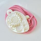 ひまわり レザー ペンダント 夜光貝製 合皮 ピンク色